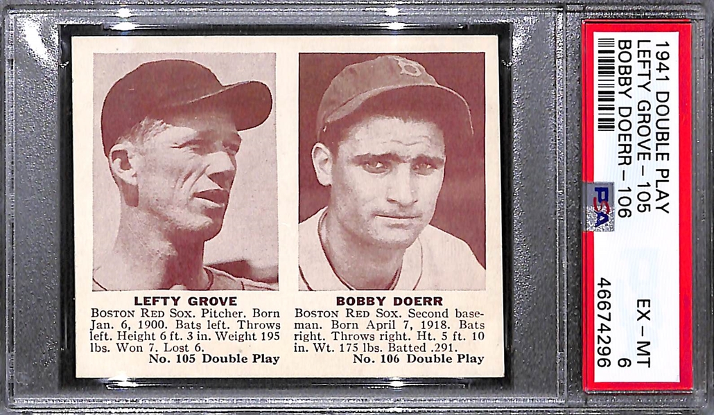 1941 Double Play Lefty Grove-105 Bobby Doerr-106 Graded PSA 6