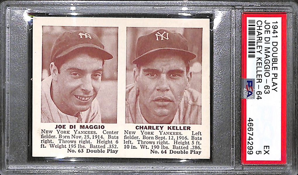 1941 Double Play Joe DiMaggio-63 Charley Keller-64 Graded PSA 5