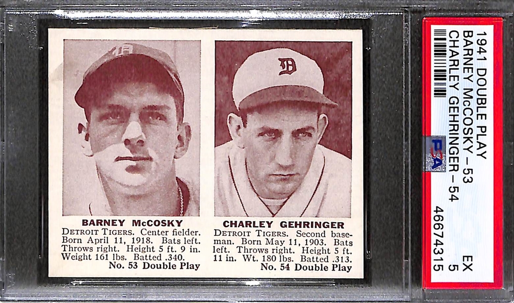 1941 Double Play Barney McCosky-53 Charley Gehringer-54 Graded PSA 5