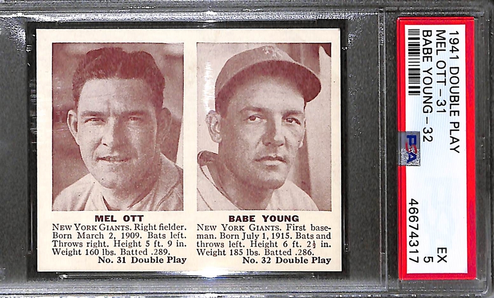 1941 Double Play Mel Ott-31 Babe Young-32 Graded PSA 5