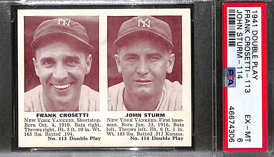 1941 Double Play Frank Crosetti-113 John Sturm-114 Graded PSA 6