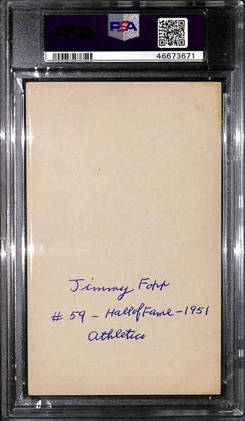 1926-29 Exhibits Jimmie Foxx Rookie (Postcard Back - Blank Back) Graded PSA 4 (MK) 