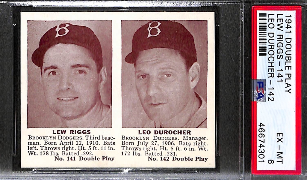 1941 Double Play Lew Riggs-141 Leo Durocher-142 Graded PSA 6