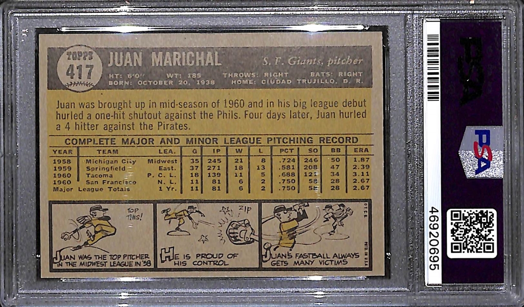 1961 Topps Juan Marichal Rookie #417 Graded PSA 8