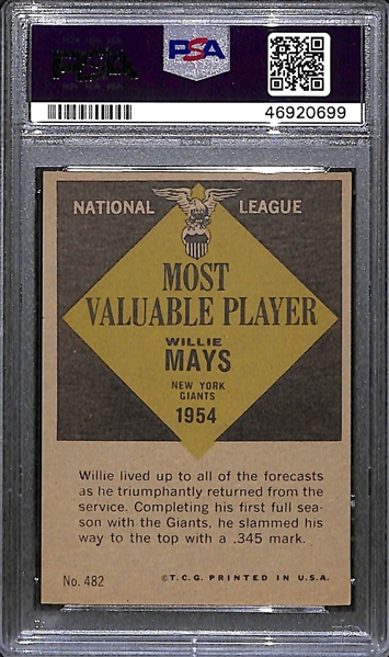 1961 Topps Willie Mays MVP #482 Graded PSA 9
