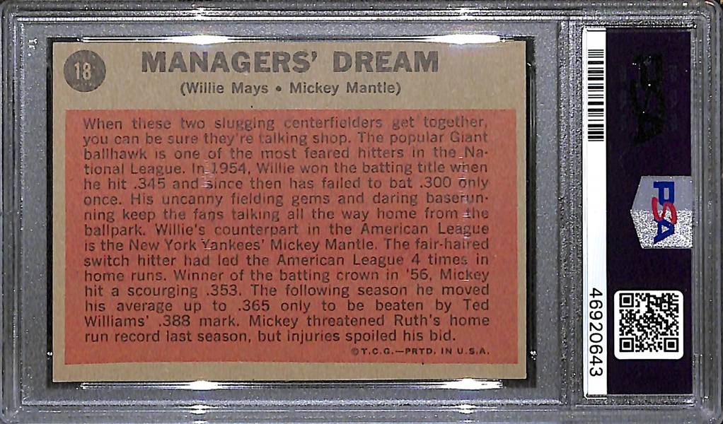 1962 Topps Manager's Dream (Mickey Mantle & Willie Mays) #18 Graded PSA 7