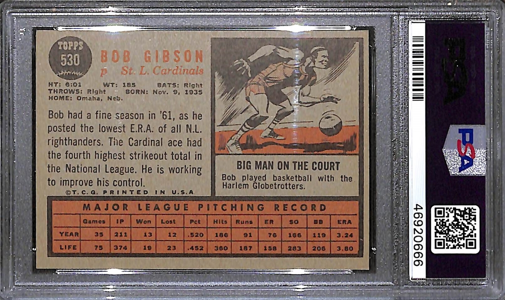 1962 Topps Bob Gibson SP #530 Graded PSA 8