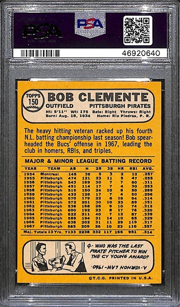 1968 Topps Bob Clemente #150 PSA 8(OC)