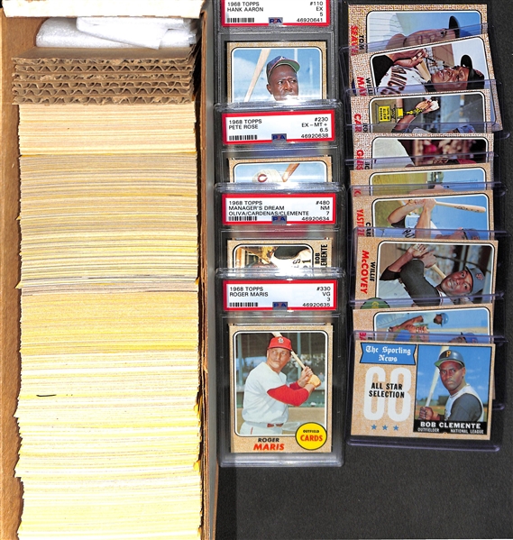 Nice 1968 Topps Baseball Card Set (Missing 5 Cards Above) - Many Quality Cards With 4 PSA Graded 