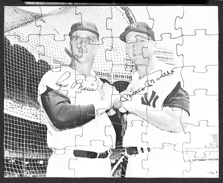 1962 Mickey Mantle and Roger Maris Pan-American Puzzle (33 Puzzle Pieces Taped on Back)