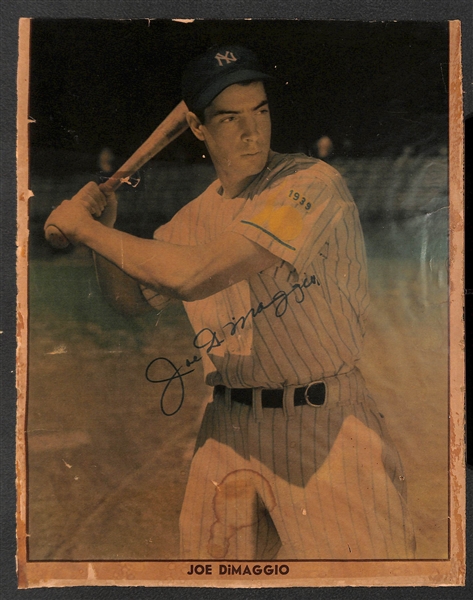 Joe DiMaggio Signed 13x11 Vintage Newspaper Premium (Some Stains and Wear) - JSA Auction Letter