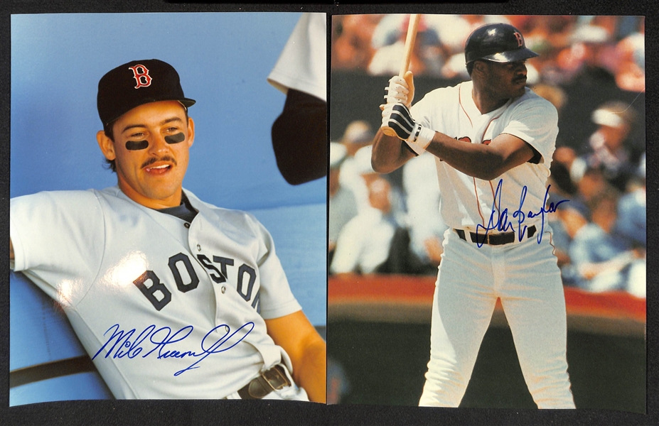 Lot of (6) Boston Red Sox 8x10 Signed Photos w. Dom DiMaggio, Bobby Doerr x2, Lou Boudreau, + - JSA Auction Letter