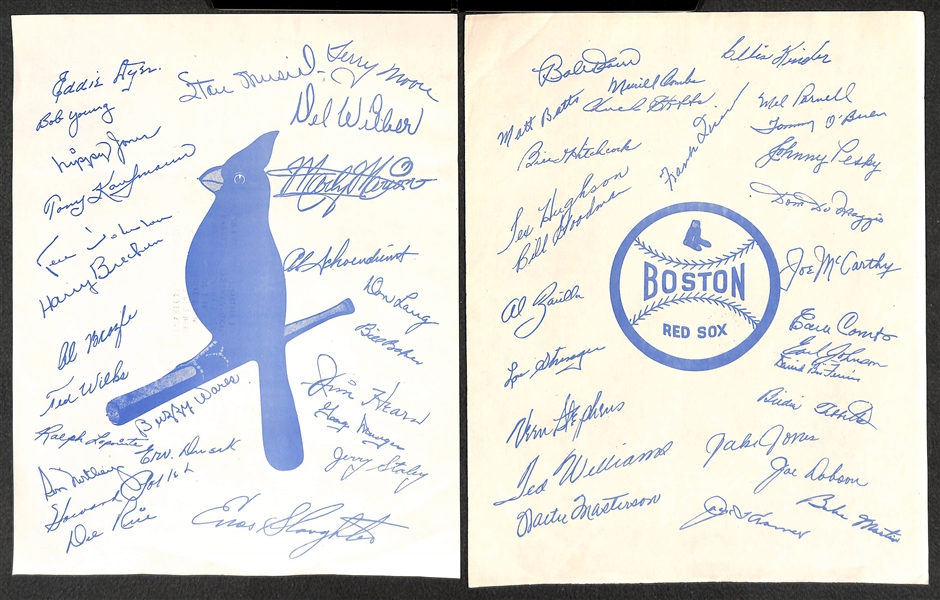 Lot of (9) 1950s Genuine Sportographs from Travelers Int'l Club - Dodgers, Cubs, Cardinals, Red Sox, More