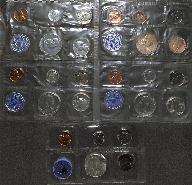 US Proof Coin Sets from 1961, 1962, 1963, 1964, & 1965 From The United States Mint