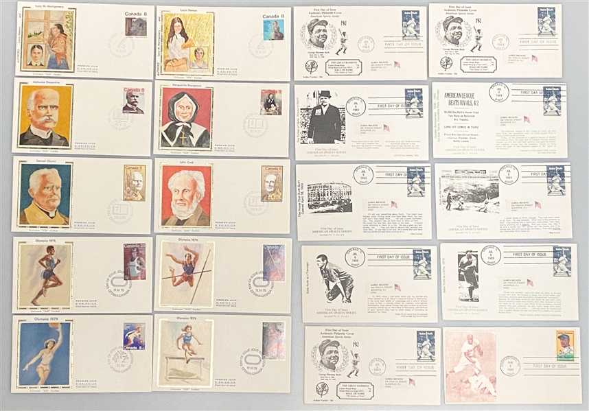 Lot of Over (450) 1970s-1983 FDCs w. (18) Babe Ruth, (6) Jackie Robinson, 1976 Olympics, Space, QE2, +