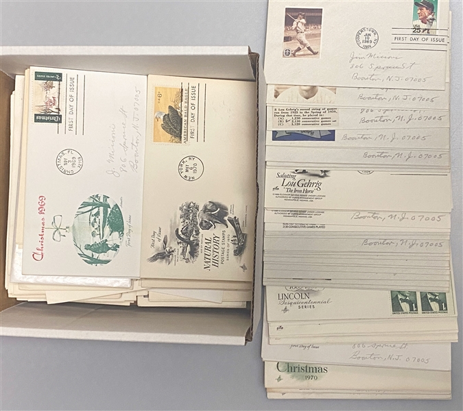 Lot of Over (400) 1960s-1980s FDCs w. (36) Lou Gehrig, Lincoln, Eisenhower, Christmas, +