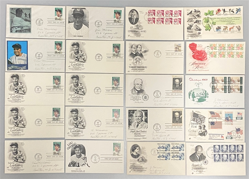 Lot of Over (400) 1960s-1980s FDCs w. (36) Lou Gehrig, Lincoln, Eisenhower, Christmas, +