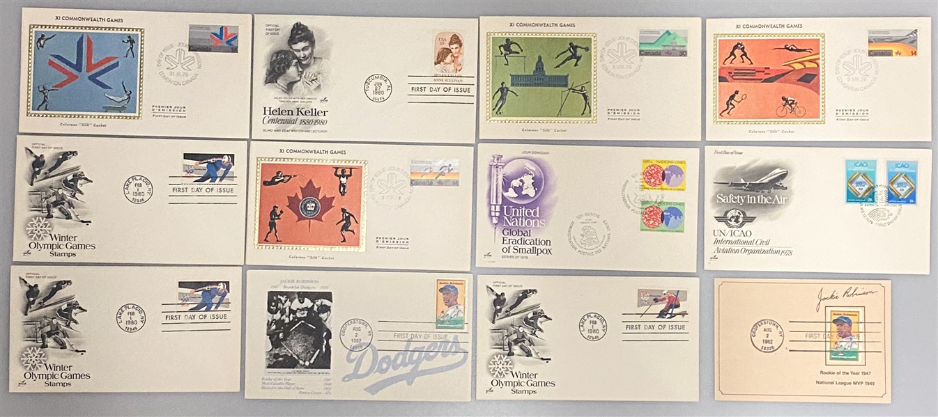 Lot of Over (350) 1970s-1983 FDCs w. (25) Babe Ruth, (4) Jackie Robinson, Events, 1980 Olympics, +