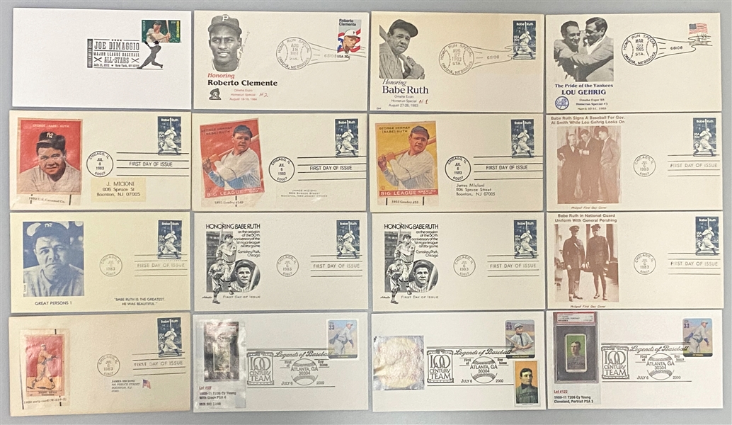Lot of Over (100) 1980s-2000s Baseball FDCs - All Baseball Related - Mostly Ruth, Gehrig, Mantle, DiMaggio, Robinson, Williams, and Hall of Famers