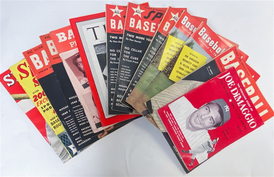 Lot of (13) 1948-1952 Baseball Related Magazines - (8) with Joe DiMaggio and/or Ted Williams Covers!