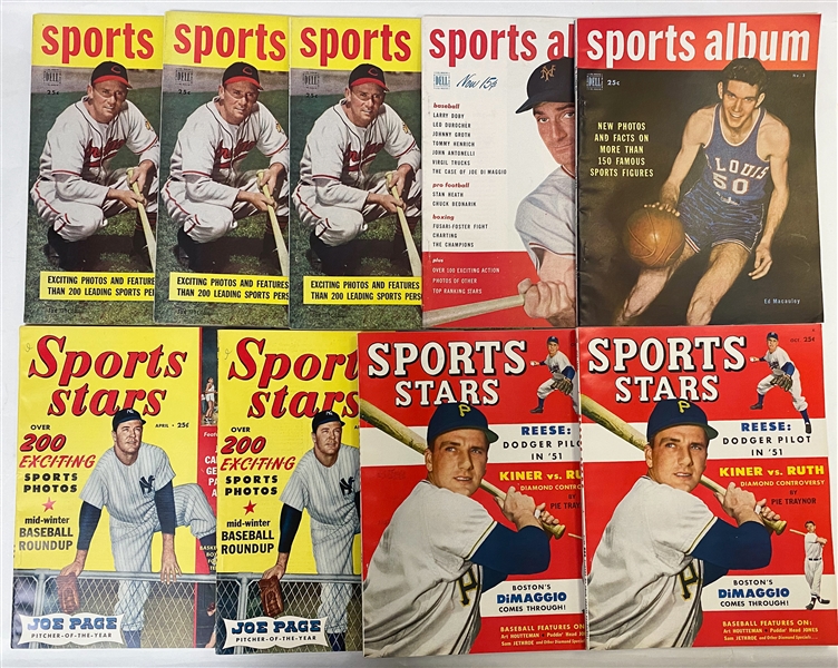 Lot of (23) 1948-1950 Sports Album and Sports Stars Magazines Inc. Joe DiMaggio Cover