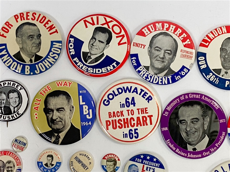 Lot of Over (40) 1960s-1970s Political Pins - JFK, LBJ, Nixon, Goldwater, Humphrey