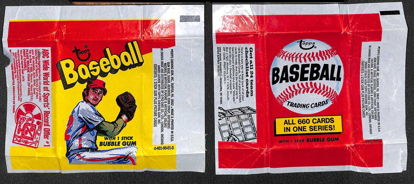 Lot of (6) Rare Topps Baseball Card Wrappers - 1967, 1968, 1969, 1972, 1973, 1974