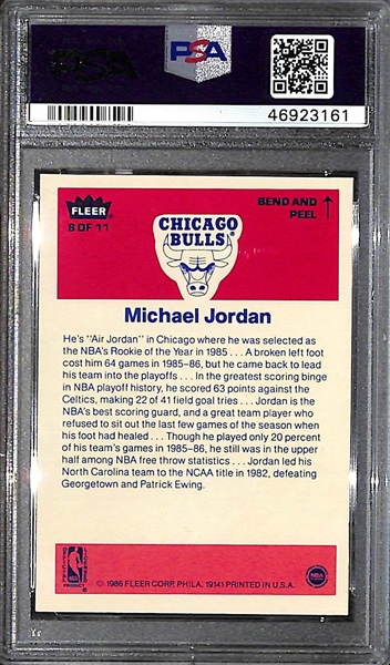 1986-87 Fleer Michael Jordan #8 Rookie Sticker Graded PSA 8