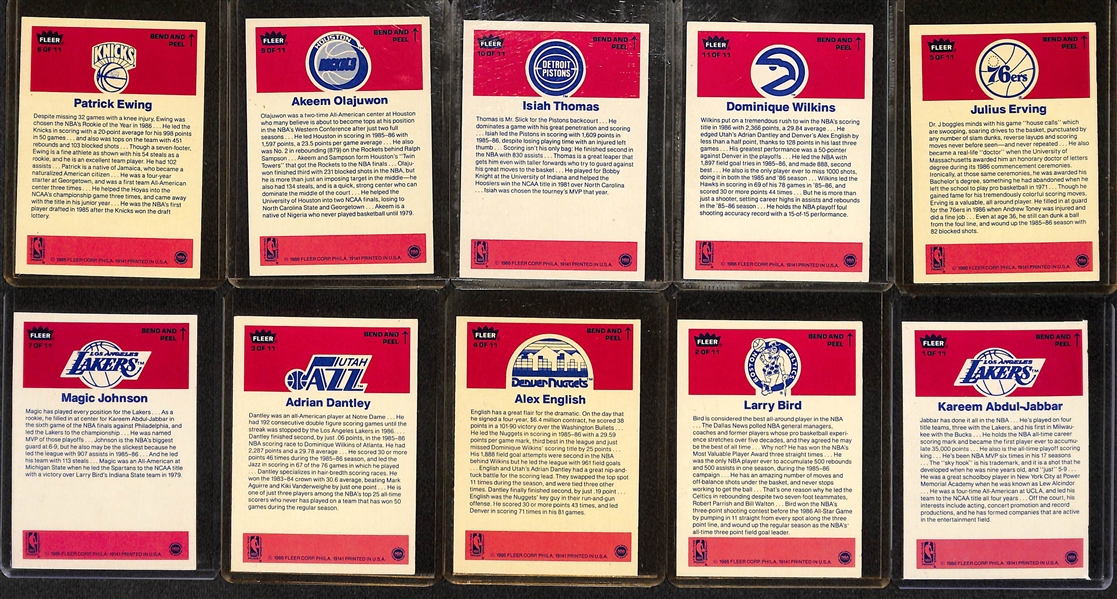 1986-87 Fleer Basketball Complete Sticker Set Missing the Michael Jordan (10 of 11 Stickers)