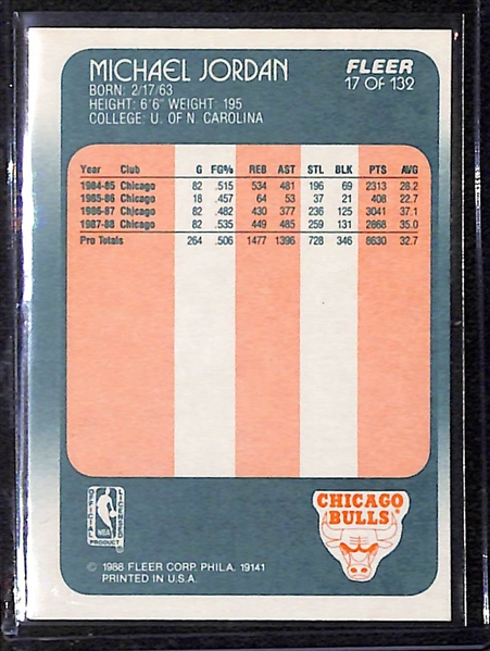1988-89 Fleer Michael Jordan #17 3rd Year Card 