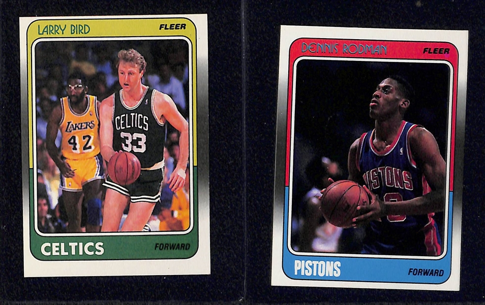 1988-89 Fleer Basketball Set Missing Michael Jordan #17 (131 of 132 Cards) & Includes 11 Sticker Set (Including Jordan Sticker) and Stockton, Pippen, Miller, Rodman Rookies