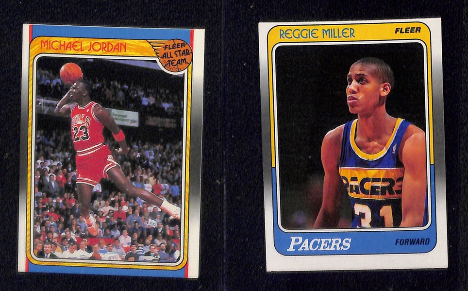 1988-89 Fleer Basketball Set Missing Michael Jordan #17 (131 of 132 Cards) & Includes 11 Sticker Set (Including Jordan Sticker) and Stockton, Pippen, Miller, Rodman Rookies