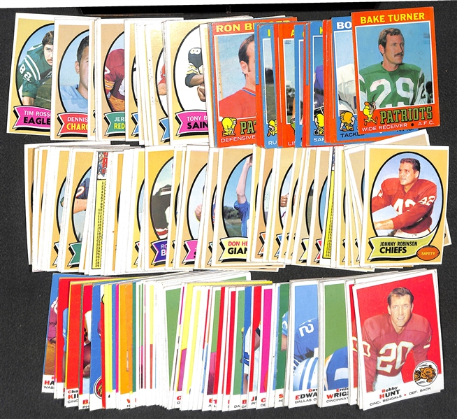 Lot of (215) 1969 to 1971 Topps Football Cards (w. High Numbers)