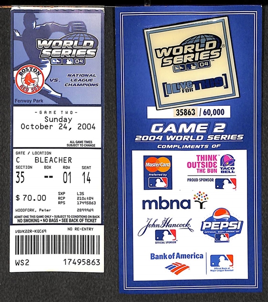  Lot of Items from Charlie Wagner's Personal Collection w. 2004 WS Ticket Stub & Pin, Multiple American League Annual Passes 2002-03