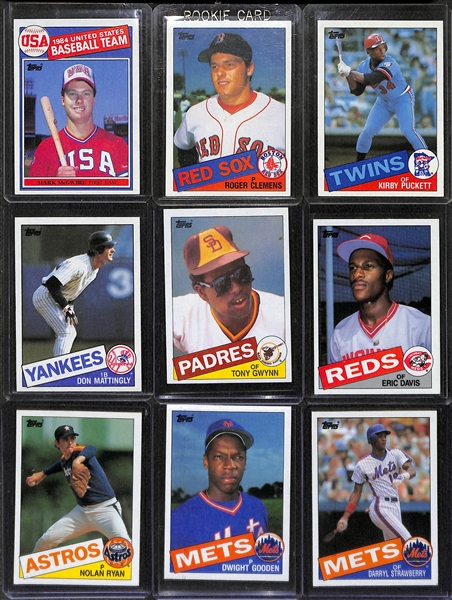 1984 Donruss and 1985 Topps Complete Baseball Card Sets (1984 Donruss Rookies of Mattingly & Strawberry; 1985 Topps Rookies of McGwire, Clemens, Puckett)