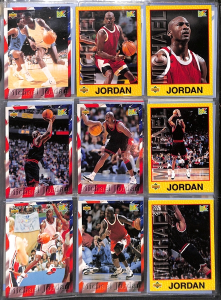 Lot of Over 200 Michael Jordan Cards/Stickers Inc. Team USA Cards, (10) 1989 Coca Cola UNC Jordan Cards, SI Kids Cards, & Many Magazine and Collectible Cards
