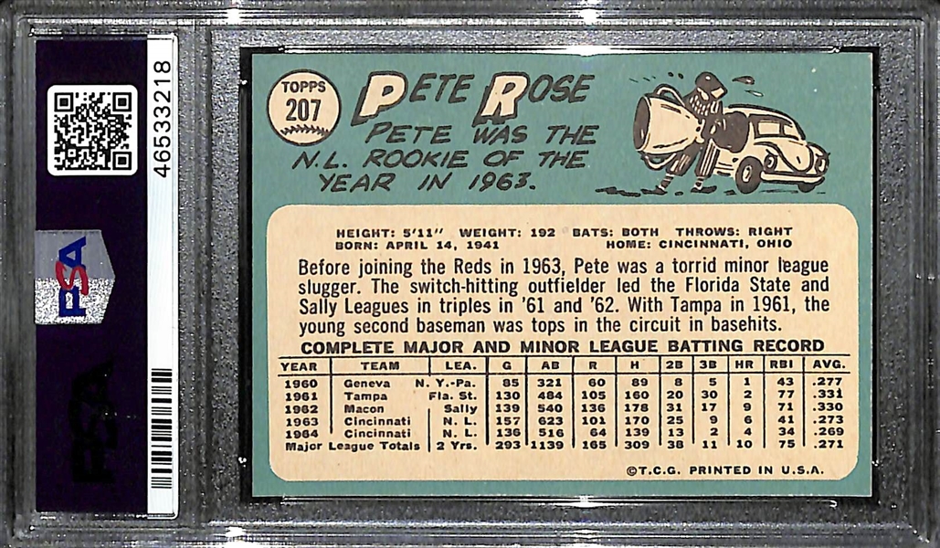 1965 Topps Pete Rose #207 Graded PSA 9 (RARE HIGH GRADE MINT)