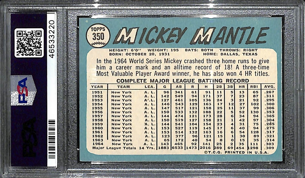 1965 Topps Mickey Mantle #350 Graded PSA 7