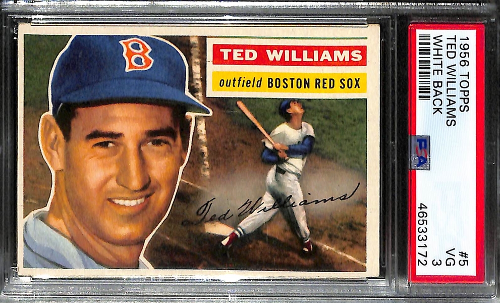 1956 Topps Ted Williams #5 (White Back) Graded PSA 3