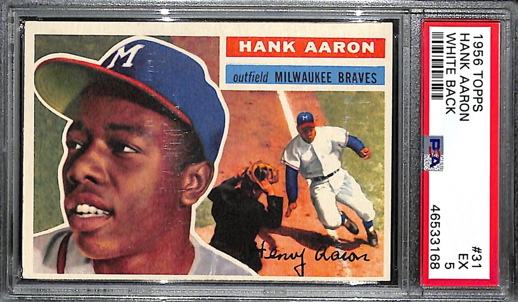 1956 Topps Hank Aaron #31 (Gray Back) Graded PSA 5