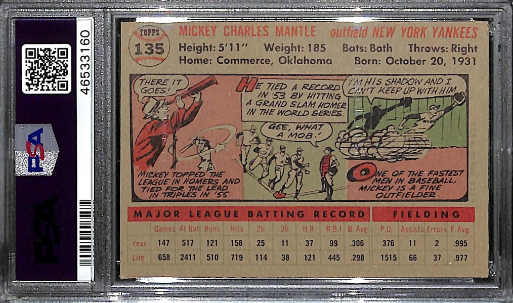 1956 Topps Mickey Mantle #135 (Gray Back) Graded PSA 4