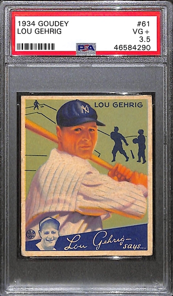 1934 Goudey Lou Gehrig Card (#61) Graded PSA 3.5