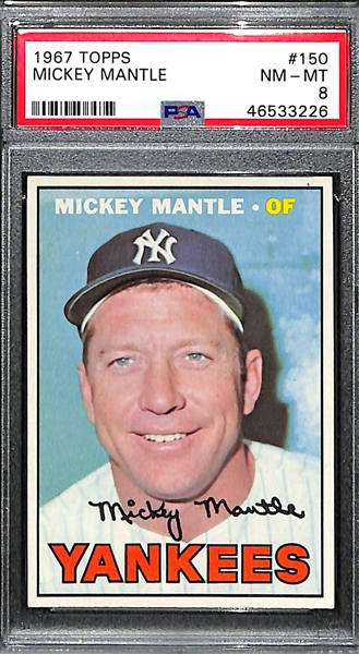 1967 Topps Mickey Mantle #150 Graded PSA 8