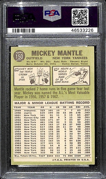 1967 Topps Mickey Mantle #150 Graded PSA 8