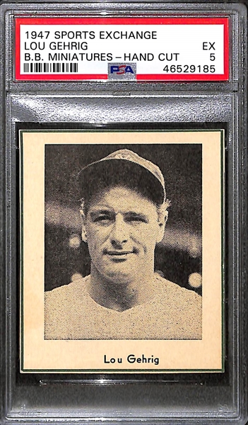 RARE 1947 Sports Exchange Lou Gehrig Card Graded PSA 5 (Only 1 Graded Higher)