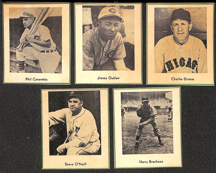 Lot of (5) RARE 1947 W602 Sports Exchange Cards - Cavaretta, Outlaw, Grimm, O'Neill, Brecheen