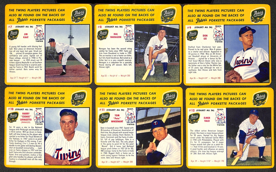 1961 Peters Meats Minnesota Twins High-Grade Complete Porkettes & Weiners Set (26 High-Grade 5x4.5 Cards)