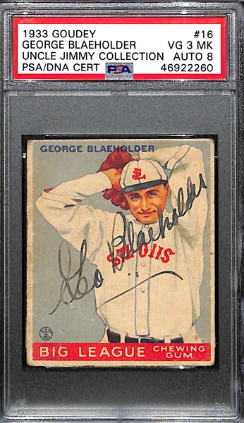 1933 Goudey George Blaeholder #16 PSA 3 MK (Autograph Grade 8) - Only 1 Graded Higher - Only 5 PSA/DNA Exist! (d. 1947)