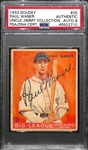 1933 Goudey Paul Waner (HOF) #25 PSA Authentic (Autograph Grade 8).  Only One Graded Higher - Only 5 Exist! (d. 1965)