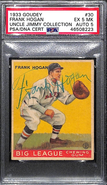 1933 Goudey Frank Shanty Hogan #30 PSA 5 MK (Autograph Grade 5)  Highest Grade (Pop 1) Only 2 Others PSA/DNA Graded (Both Authentic) - d. 1967